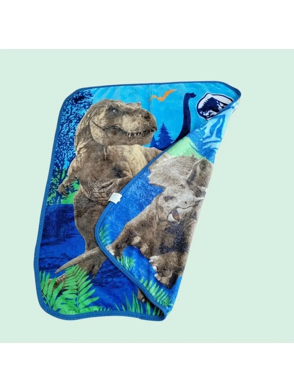 Jurassic World Throw Blanket Fleece Dinosaur T-Rex Raptor Travel Lap Afghan